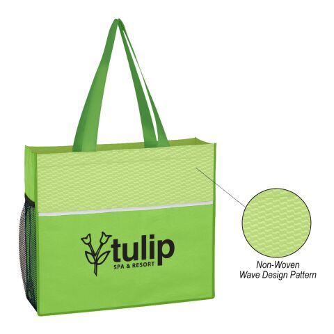 Non-Woven Wave Design Tote Bag Standard | Lime | No Imprint | not available | not available