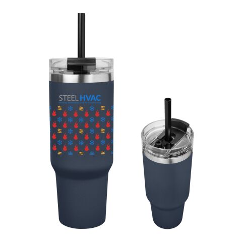40 Oz. Full Laser Peak Intrepid Recycled Stainless Steel Tumbler Navy Blue