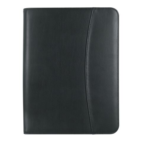 Leather Look 8 ½&quot; x 11&quot; Zippered Portfolio With Calculator Black | No Imprint | not available | not available