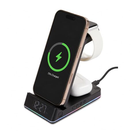 TriCharge Plus 3-IN-1 Qi Wireless Charging Stand Black