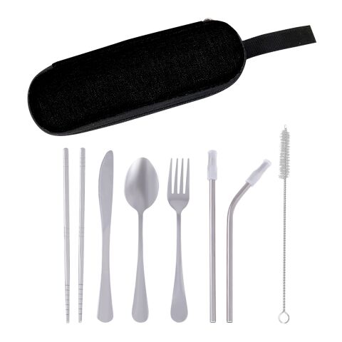 Stainless Steel Cutlery Set In Pouch Black