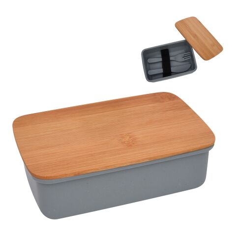 Wheat Lunch Set With Bamboo Lid Gray | No Imprint