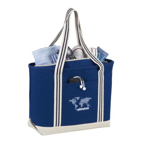 Atlantic Stripe 20oz Cotton Zippered Boat Tote Navy | No Imprint | not available | not available