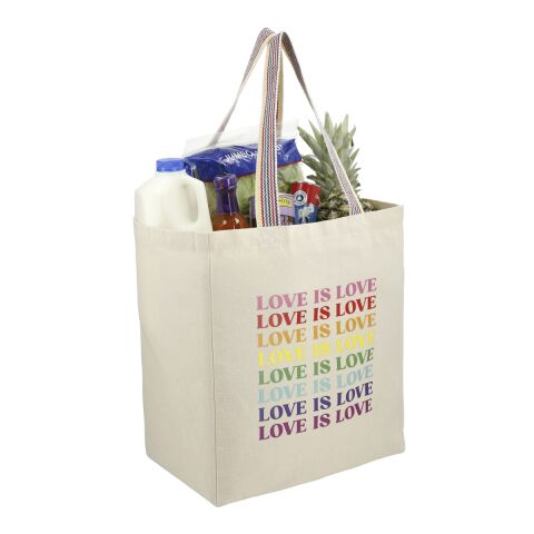 Rainbow Recycled 8oz Cotton Grocery Tote Standard | Natural | No Imprint | not available | not available