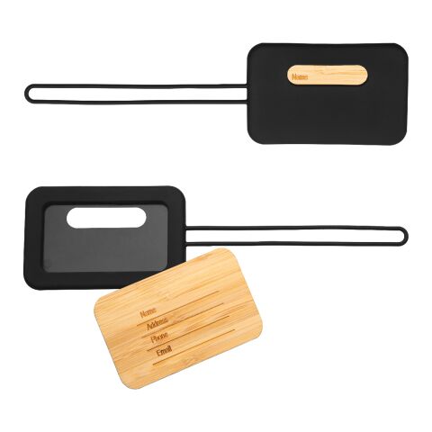 First Class Bamboo &amp; Silicone Luggage Tag Onyx | No Imprint | not available | not available