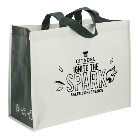 RPET Laminated Matte Shopper Tote Natural-Forest Green | No Imprint | not available | not available