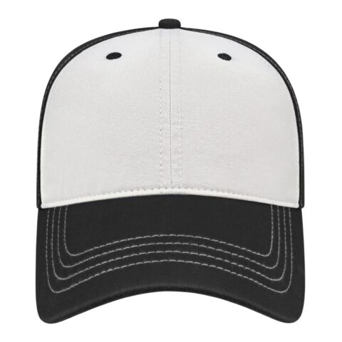 Cap America Relaxed Golf Cap White-Black | Embroidery | - Right Side Panel | 2.75 Inches × 2.00 Inches