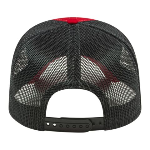 Cap America Two-Tone Trucker Mesh Back Cap Red-Black | Embroidery | - Across Right Side Seam | 4.00 Inches × 1.50 Inches