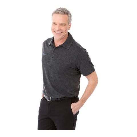 Men&#039;s ACADIA Short Sleeve Polo Standard | Heather Dark Charcoal | XL | 1-color Apparel Digital Transfer | IMPACT, CHEST, Horizontal, - Centered on Front across chest below placket | 10.00 Inches × 8.00 Inches