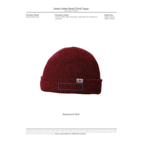 Unisex Virden Roots73 Knit Toque Standard | Black | OSFA | No Imprint | not available | not available