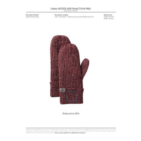 Unisex WOODLAND Roots73 Knit Mitts Standard | Dark Red | S | No Imprint | not available | not available