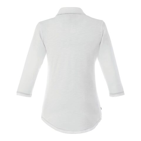 Women&#039;s TIPTON Three Qtr Slv Polo Standard | White | 2XL | Sublimation Process | BACK YOKE, Horizontal, - Centered on Yoke | 4.00 Inches × 2.00 Inches