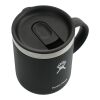 Hydro Flask® Coffee Mug 12oz Standard | Black | 1 color Screen Print | Handle Left, opposite Hydro Flask, - Center of art 2" down from lip | 2.00 Inches × 1.75 Inches