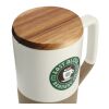 Tahoe Tea & Coffee Ceramic Mug with Wood Lid 16oz Black