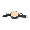 FSC® 100% Bamboo Retractable 5-in-1 Charging Cable Black | No Imprint | not available