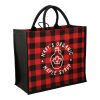 Buffalo Plaid Printed Jute Tote Red with Black | No Imprint | not available | not available
