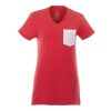 Women's MONROE Short Sleeve Pocket Tee Team Red Heather-White | 2XL | No Imprint | not available | not available