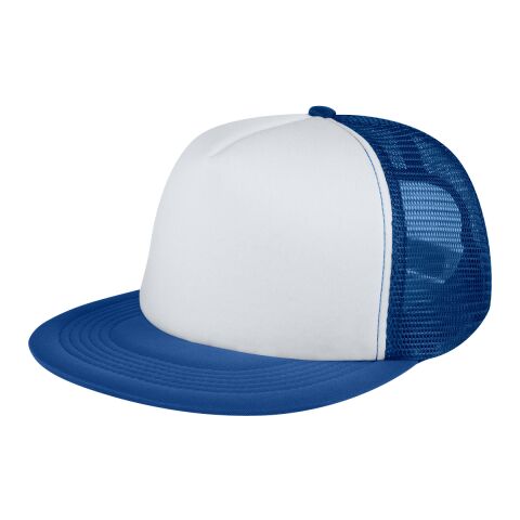 FLAT BILL TRUCKER CAP White Royal Blue | No Imprint | not available | not available