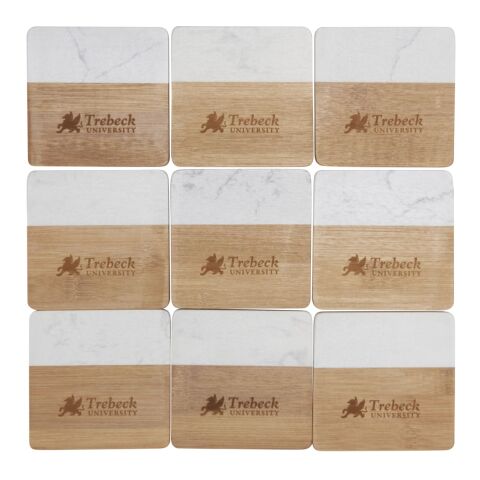 Marble and Bamboo Coaster Set Standard | Natural-White | No Imprint | not available | not available