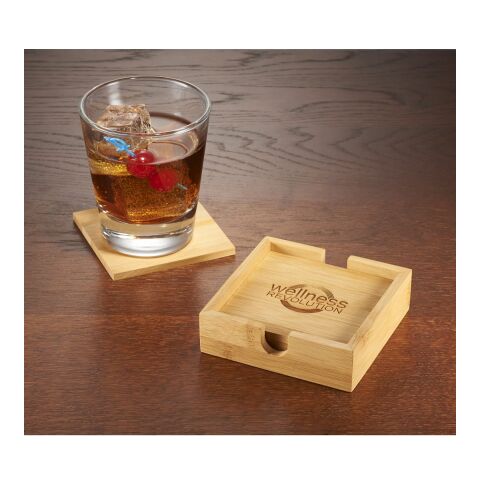 FSC Bamboo Coaster Set Standard | Natural | No Imprint | not available | not available