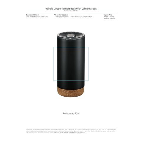 Valhalla Copper Tumbler 16oz With Cylindrical Box White | No Imprint