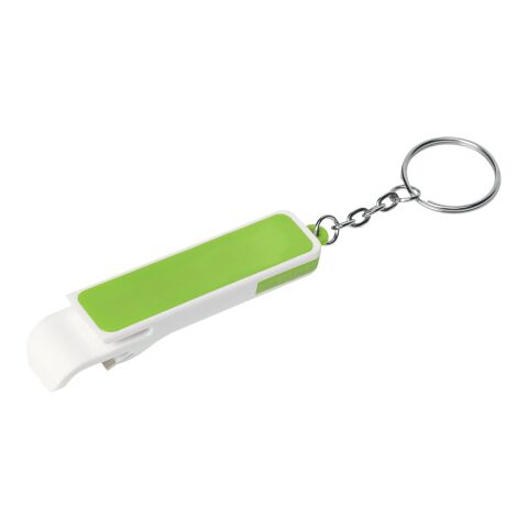 Bottle Opener/Phone Stand Key Chain White/Lime