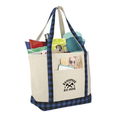 Buffalo Plaid 18oz Cotton Boat Tote Black-Black | No Imprint | not available | not available