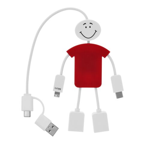 Techmate 3-In-1 Charging Cable &amp; USB Hub 2.0 White-Red | No Imprint | not available | not available
