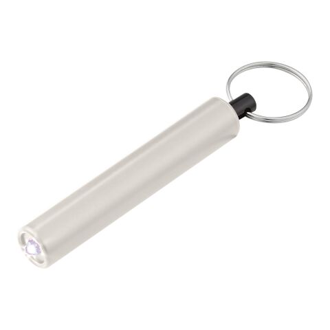 Mini Cylinder LED Flashlight Key Tag Silver