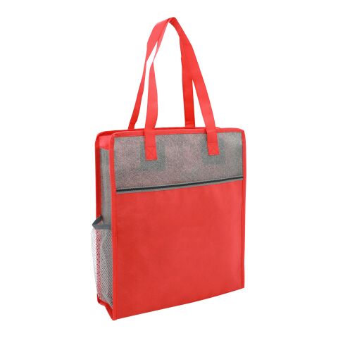 Color Basics Heathered Non-Woven Tote Bag Red with White | No Imprint | not available | not available