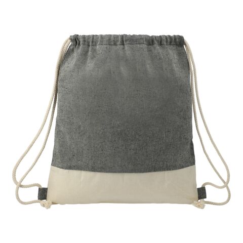 Split Recycled Cotton Drawstring Bag Natural-Black | No Imprint | not available | not available