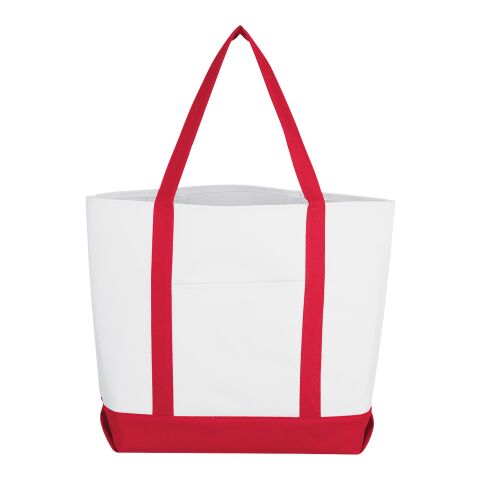 Pocket Shopper Tote Bag White Red | No Imprint | not available | not available