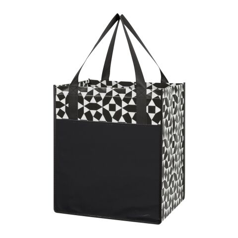 Non-Woven Geometric Shopping Tote Bag Black | No Imprint | not available | not available