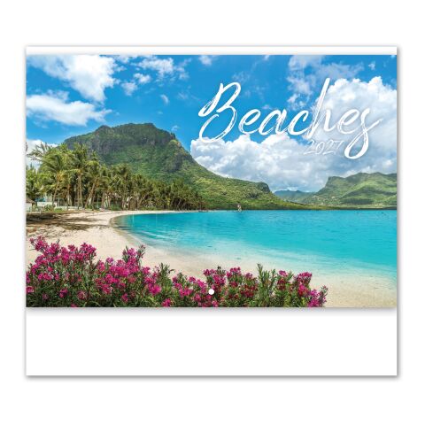 Full Color Beaches Spiral Wall Calendar White