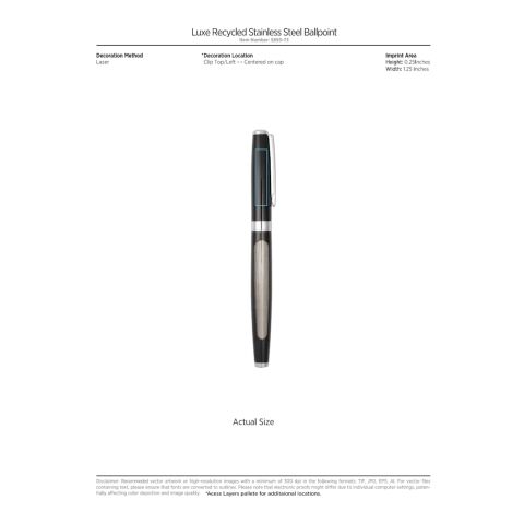 Luxe Recycled Stainless Steel Ballpoint Standard | Navy | No Imprint | not available | not available