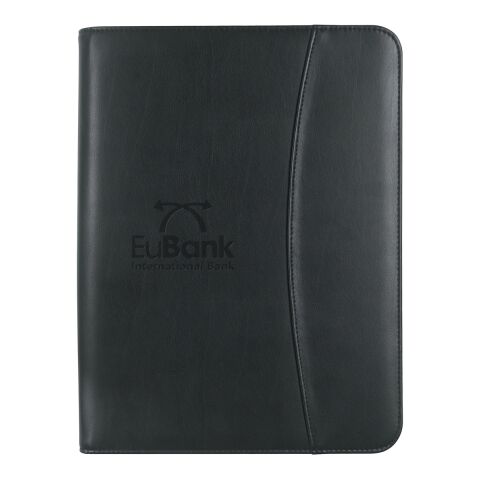 Leather Look 8 ½&quot; x 11&quot; Zippered Portfolio With Calculator Black | No Imprint | not available | not available