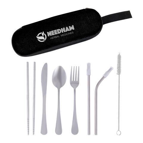 Stainless Steel Cutlery Set In Pouch Black