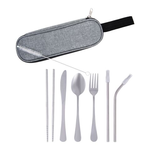 Stainless Steel Cutlery Set In Pouch Gray | No Imprint | not available | not available