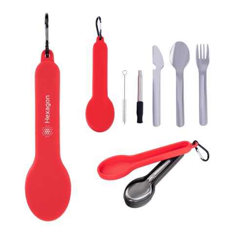 Travel Utensil Set With Silicone Holder Red | No Imprint | not available | not available