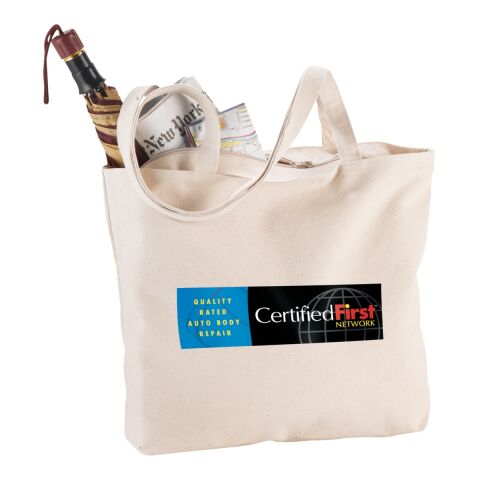 Zippered 12oz Cotton Canvas Shopper Tote Natural | No Imprint | not available | not available