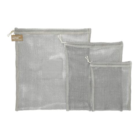 Recycled Cotton Mesh Cinch Pouch Set Gray | No Imprint | not available | not available