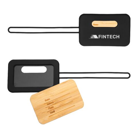 First Class Bamboo &amp; Silicone Luggage Tag Onyx | No Imprint | not available | not available