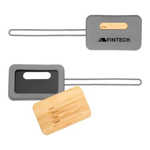 First Class Bamboo &amp; Silicone Luggage Tag Grey Storm | No Imprint | not available | not available