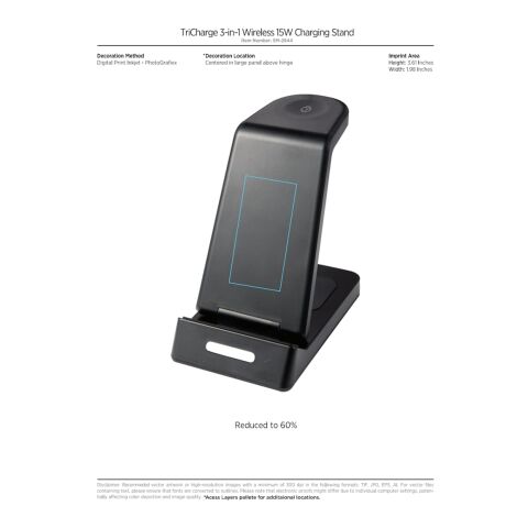 TriCharged 3-in-1 15W Wireless Charging Stand Black | No Imprint | not available | not available