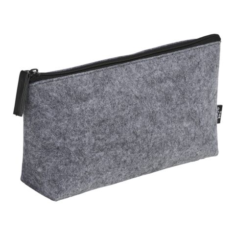 Recycled Felt Zippered Pouch Charcoal | No Imprint | not available | not available