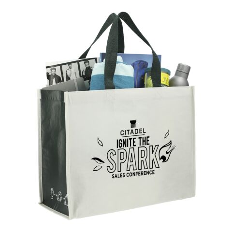 RPET Laminated Matte Shopper Tote Natural-Forest Green | No Imprint | not available | not available
