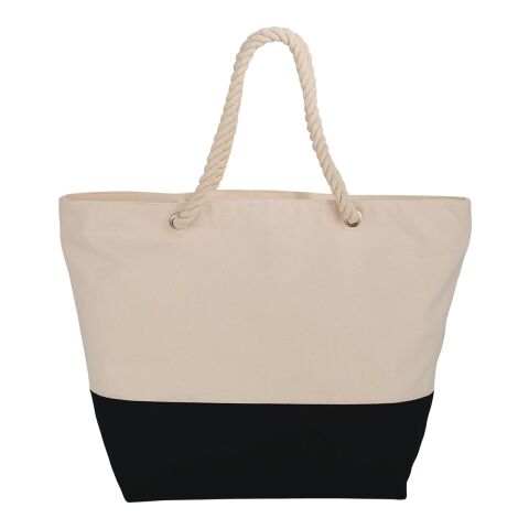 Zippered 12oz Cotton Canvas Rope Tote Standard | Black | No Imprint | not available | not available