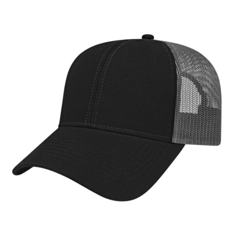 Cap America Two-Tone Trucker Mesh Back Cap Black-Charcoal