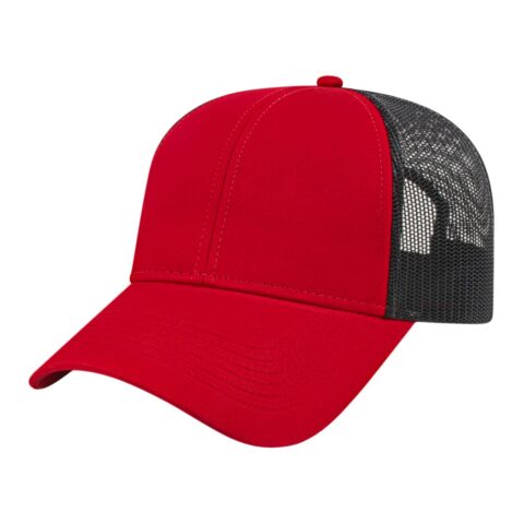 Cap America Two-Tone Trucker Mesh Back Cap Red-Black | Embroidery | - Across Right Side Seam | 4.00 Inches × 1.50 Inches