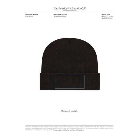 Cap America Knit Cap with Cuff Teal | No Imprint | not available | not available